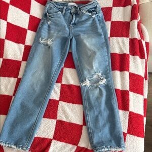 Flying Monkey Light Blue Distressed Straight Leg Jeans